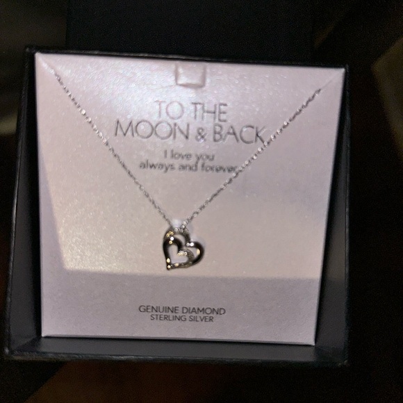 NWT Diamond Accent Double Heart Necklace in Sterling Silver - Picture 4 of 5